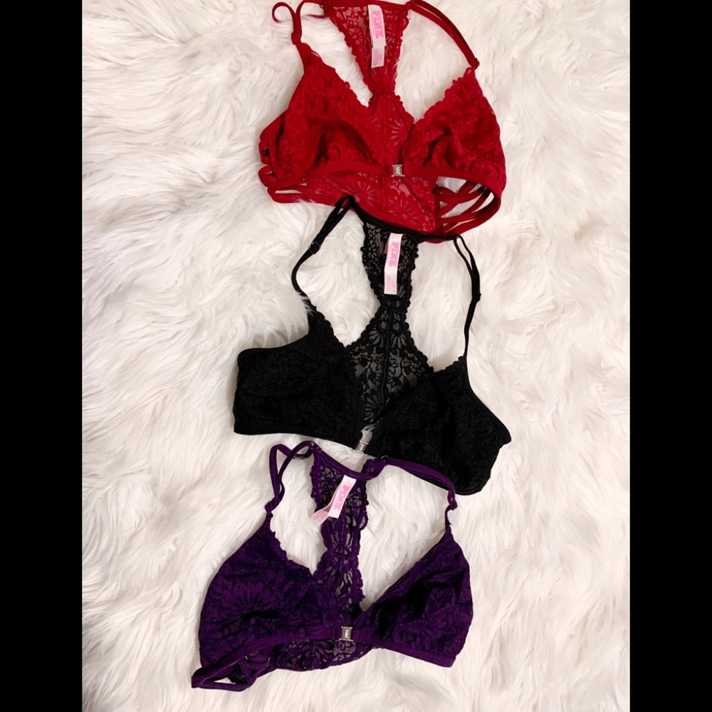 3 Pink lace bralette